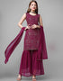 Burgundy Georgette Sharara Suit