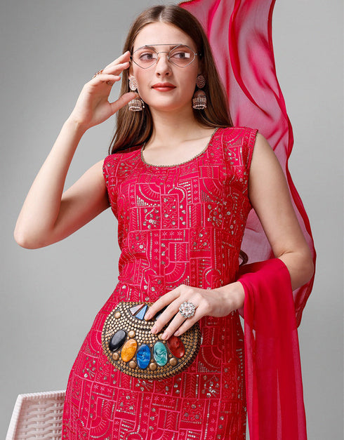 Pink Georgette Sharara Suit Salwar Kameez
