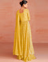 Yellow Faux Georgette Palazzo Straight Closure View