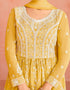 Yellow Faux Georgette Palazzo Straight Back View