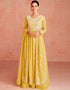 Yellow Faux Georgette Palazzo Straight