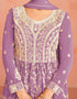 Purple Faux Georgette Palazzo Straight Back View