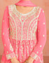 Pink Faux Georgette Palazzo Straight Back View