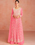 Pink Faux Georgette Palazzo Straight