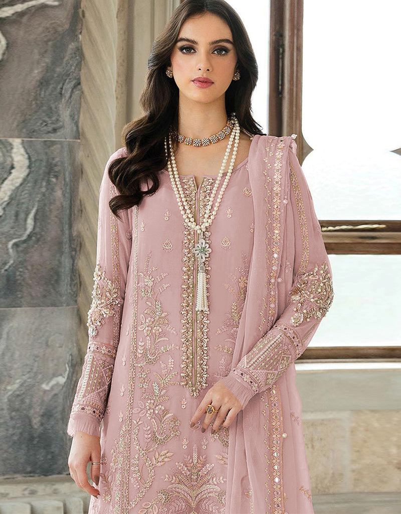 Pink Faux Georgette Pant Anarkali main image 1