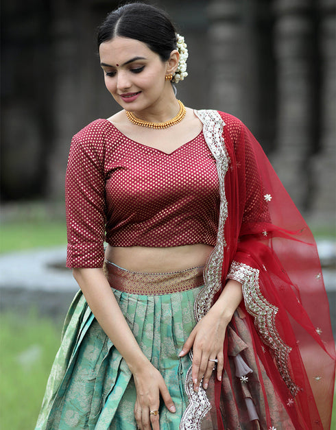 Maroon Dola Silk Lehenga Choli Salwar Kameez