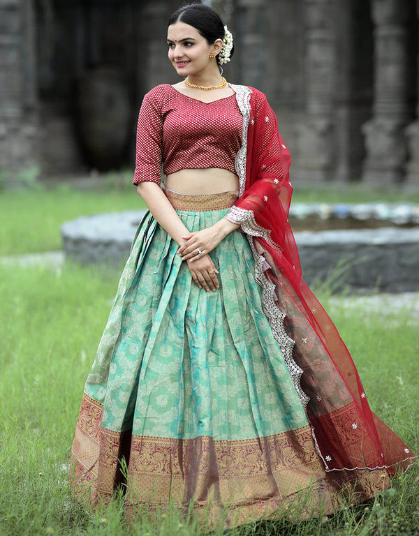 Maroon Dola Silk Lehenga Choli