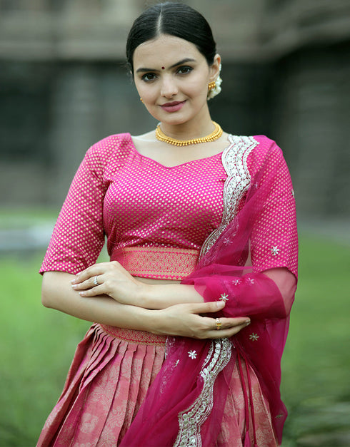 Pink Dola Silk Lehenga Choli Salwar Kameez