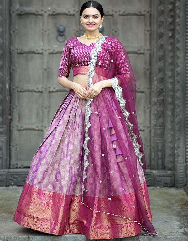 Purple Dola Silk Lehenga Choli