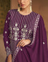 Purple Faux Georgette Pant Anarkali Closure View