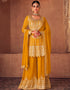 Yellow Faux Georgette Lehenga Straight
