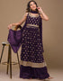 Purple Faux Georgette Palazzo Straight