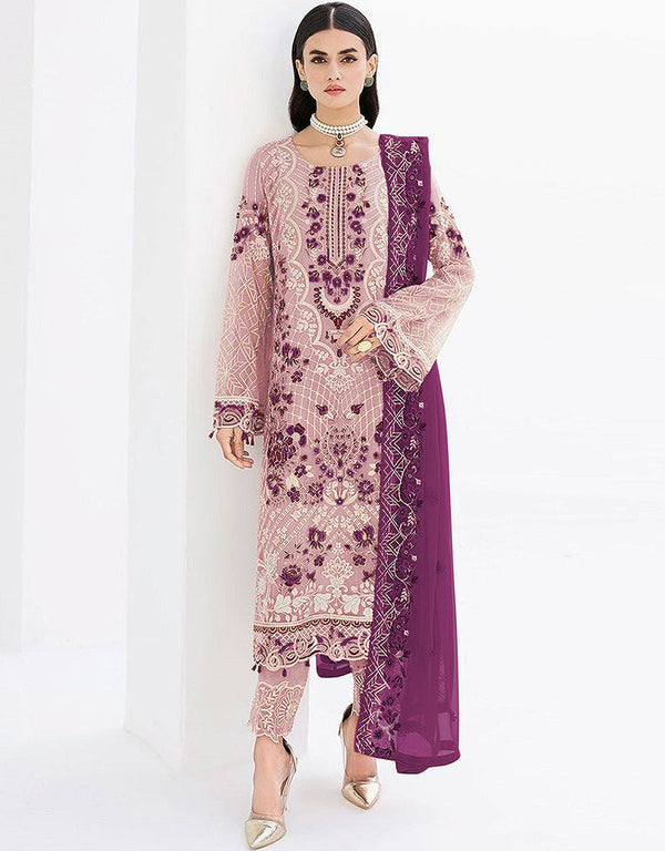Light Pink Faux Georgette Pant Straight