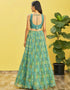 Rama Green Slub Silk Lehenga Choli Back View