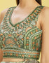 Green Slub Silk Lehenga Choli Back View