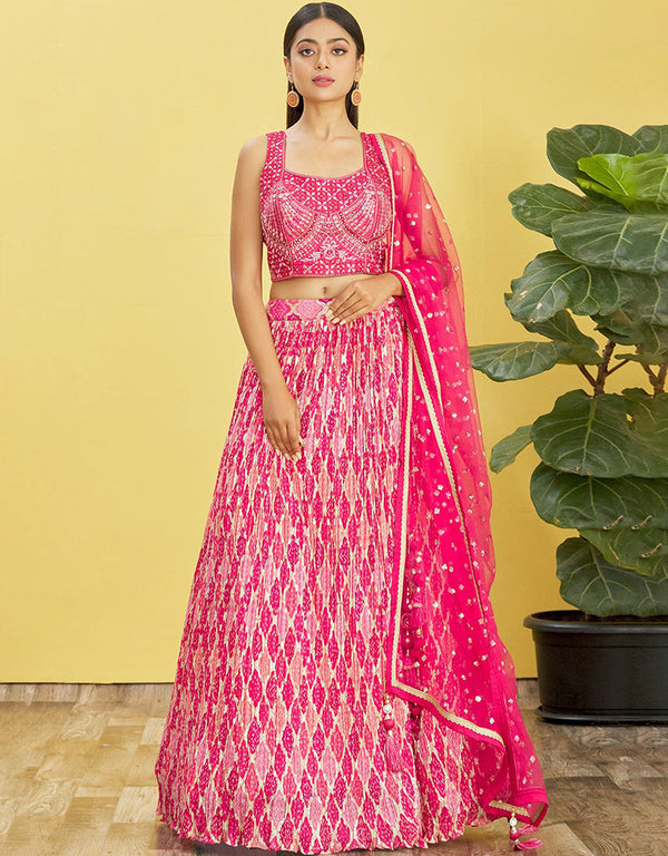 Pink Slub Silk Lehenga Choli