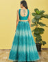 Blue Slub Silk Lehenga Choli Back View