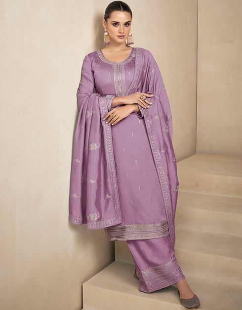 Lavender Premium Silk Palazzo Straight Closure View