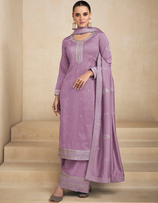Lavender Premium Silk Palazzo Straight