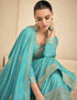 Blue Premium Silk Palazzo Straight Salwar Kameez