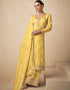 Yellow Premium Silk Palazzo Straight Closure View