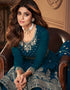 Teal Real Georgette Sharara Suit Closure View