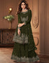 Mehendi Green Real Georgette Sharara Suit