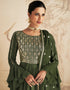 Mahendi Green Chinon Silk Palazzo Suit Closure View