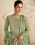 Pista Green Chinon Silk Palazzo Suit Closure View