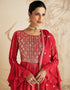 Red Chinon Silk Palazzo Suit Closure View