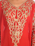 Muslim Red Georgette Hand Zari Embroidery Farasha