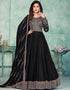 Black Art Silk Pant Anarkali Closure View