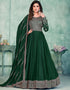 Green Art Silk Pant Anarkali Closure View