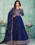 Blue Art Silk Pant Anarkali Closure View