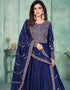 Blue Art Silk Pant Anarkali Salwar Kameez