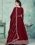Maroon Art Silk Pant Anarkali Back View