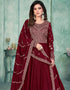 Maroon Art Silk Pant Anarkali Salwar Kameez