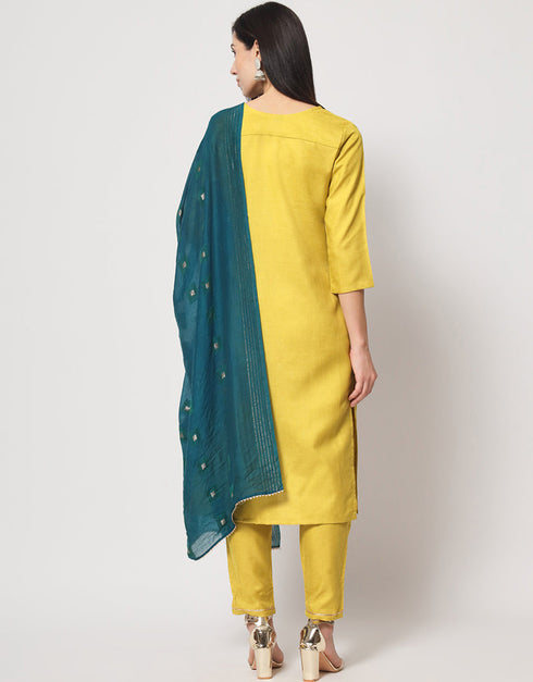 Yellow Cotton Pant Suit Salwar Kameez