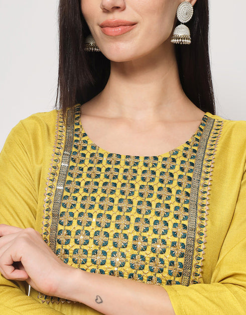 Yellow Cotton Pant Suit Back View