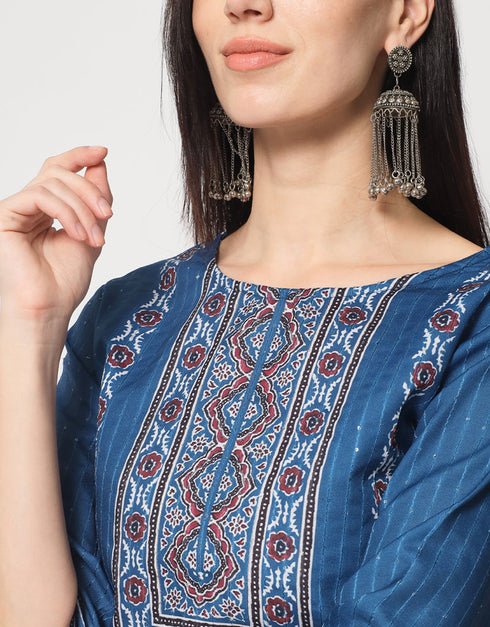 Blue Cotton Pant Suit Salwar Kameez