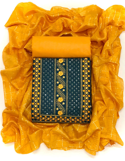 Teal Blue Slub Cotton Pant Straight Closure View