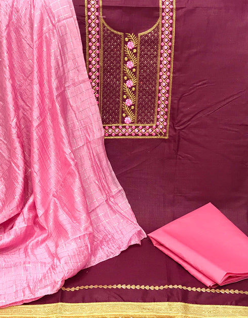 Burgundy Slub Cotton Pant Straight Back View