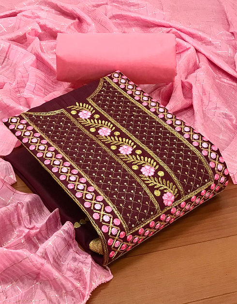 Burgundy Slub Cotton Pant Straight