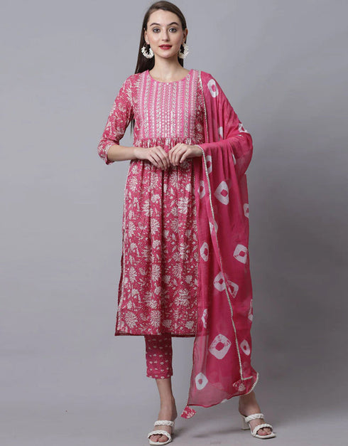 Pink Cotton Pant Suit Closure View