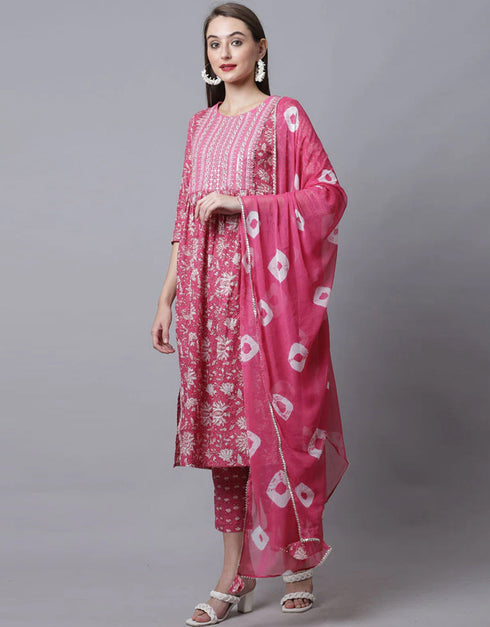 Pink Cotton Pant Suit Salwar Kameez