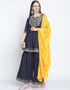 Navy Blue Cotton Sharara Suit Closure View