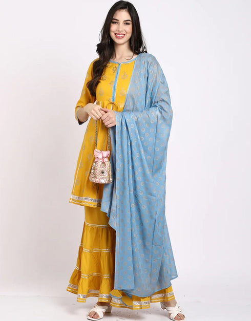 Yellow Rayon Sharara Suit