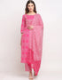 Pink & White Cotton Pant Straight Closure View