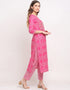 Pink & White Cotton Pant Straight Salwar Kameez