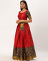 Red Tafeta Silk Lehenga Choli Back View